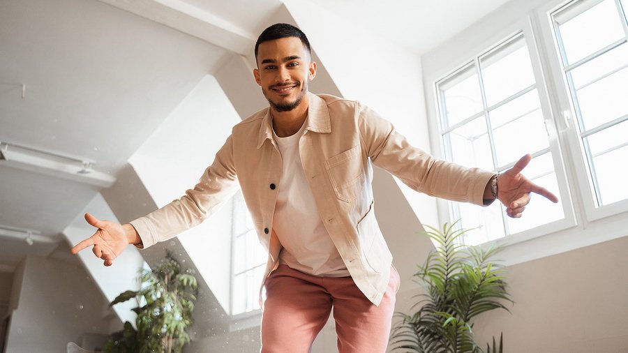 Satisfied man with self-motivation in his job