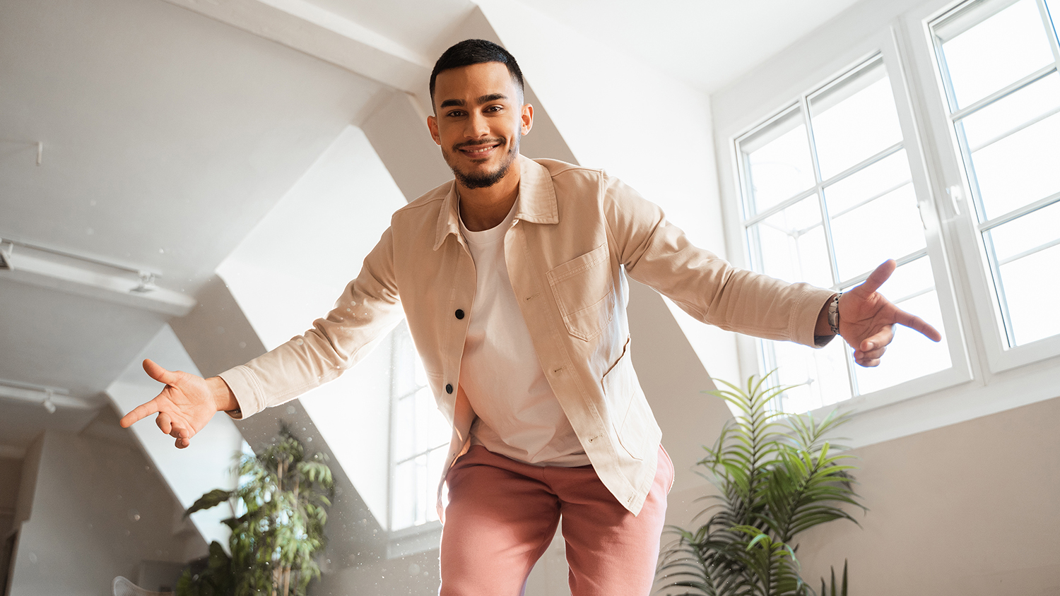 Satisfied man with self-motivation in his job